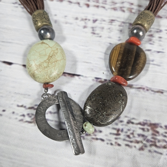 Silpada N1891 Sterling Silver Multi Strand Howlite Tigers Eye Necklace - Picture 4 of 6